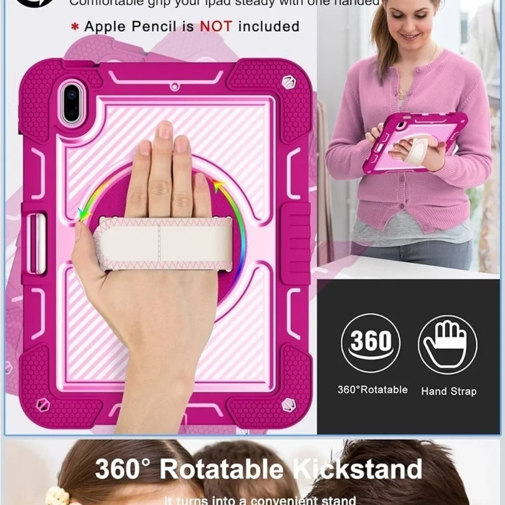Shockproof Case iPad 10th Gen 2022, iPad (A16) 2025 11-inch  Rugged Pink Tablet